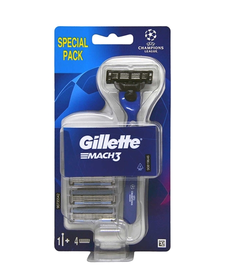 Gillette Mach3 Handle + 4 Refill Razor Blade 7702018425297